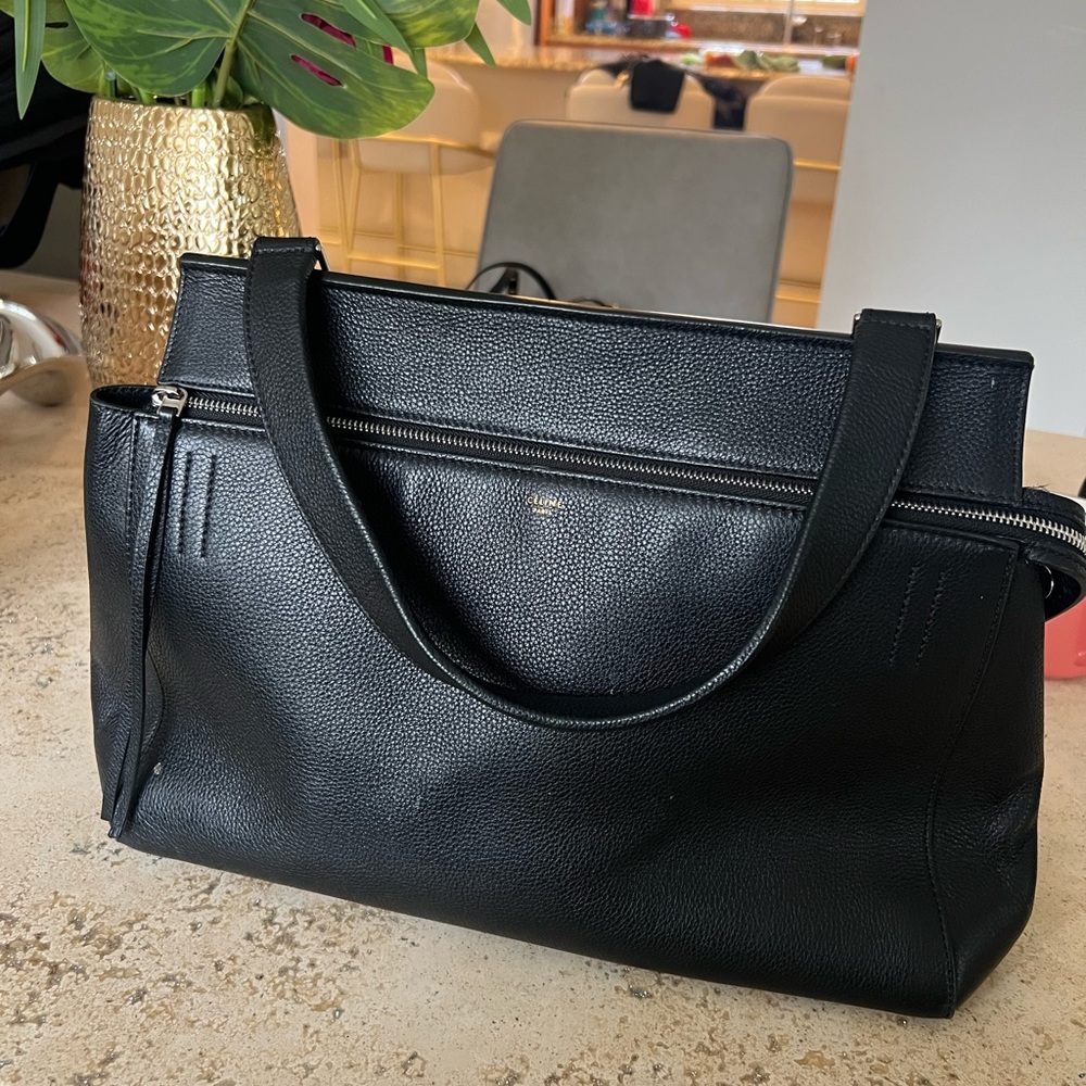 Authentic Celine BLACK leather edge bag